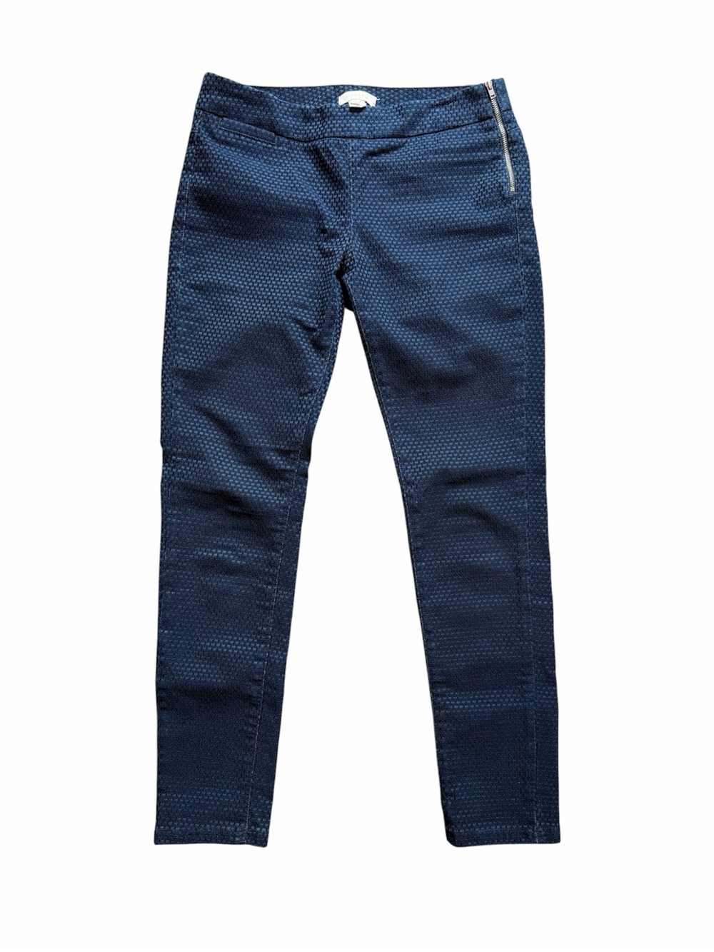 Intropia Women's luxury Spanish brand Navy Honeycomb Textured Skinny Jeans 38